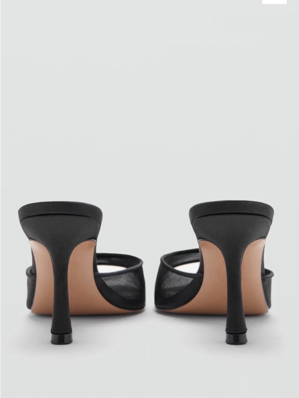 Mango Black Mesh Open-Toe Slide Heels - Picture 3 of 7